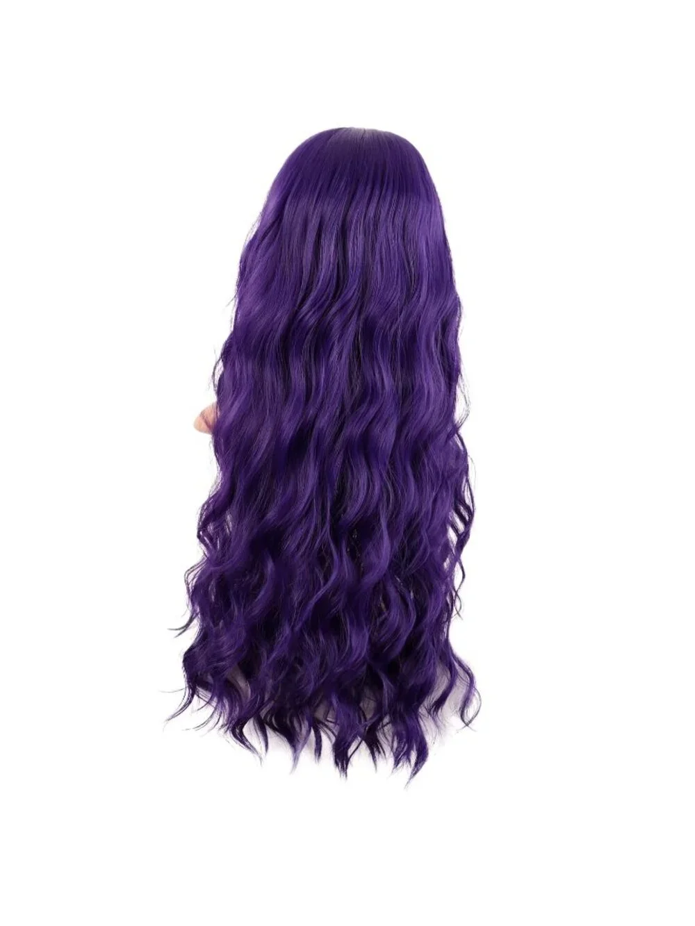 Women's Dark Purple 28 Inch Synthetic Fiber Long Middle Part Curly Cosplay Wigs